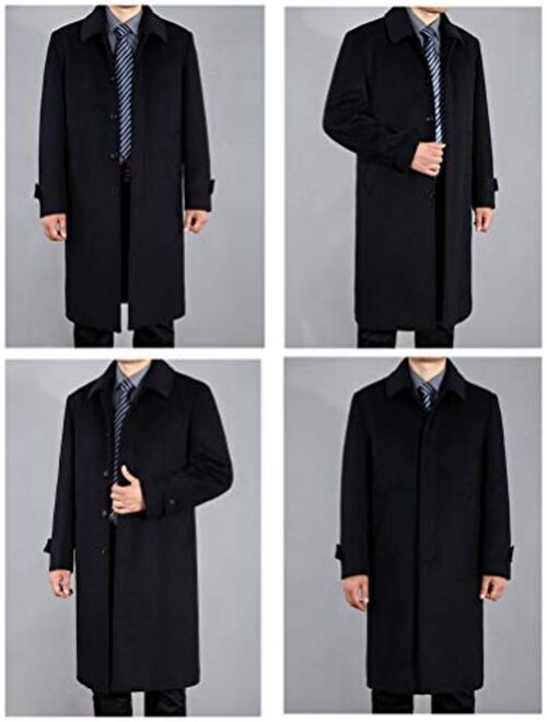 Mordenmiss Men's Wool Single Breasted Winter Trench Jacket Woolen Pea Coat