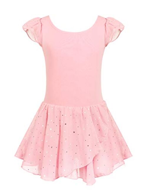 Arshiner Girls Ruffle Sleeve Ballet Dance Dress Tutu Skirted Leotard