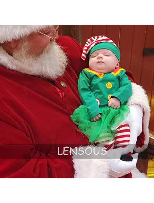 LENSOUS Baby Girls Newborn 1st Christmas Costume Tutu Dress Santa Claus Outfit Set