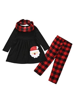 Avidqueen Christmas Party Clothing Set Toddler Baby Girls Princess Dress Tshirt + Santa Pant + Headband 3pcs Outfits