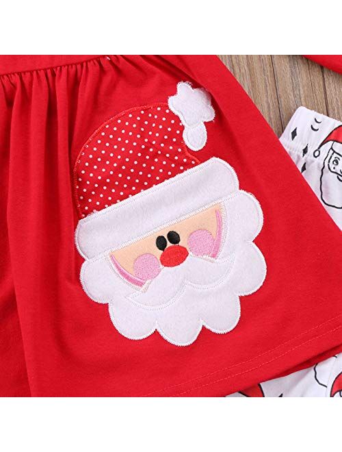 Avidqueen Christmas Party Clothing Set Toddler Baby Girls Princess Dress Tshirt + Santa Pant + Headband 3pcs Outfits