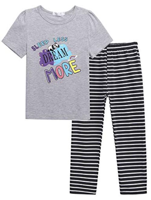 Arshiner Girls Pajamas Soft Short Sleeve & Pants Cat PJs Set Sleepwear