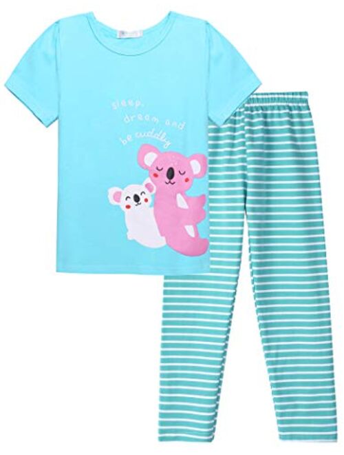 Arshiner Girls Pajamas Soft Short Sleeve & Pants Cat PJs Set Sleepwear