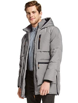 Men's Thickened Down Jacket Hooded Winter Coats with 6 Pockets