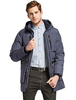 Men's Thickened Down Jacket Hooded Winter Coats with 6 Pockets