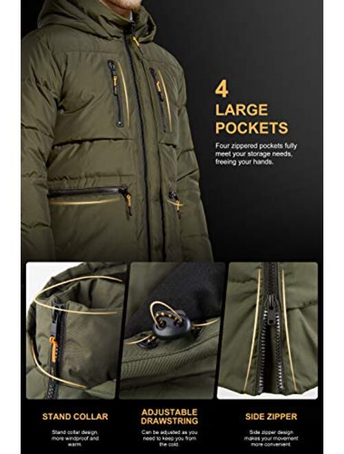 Orolay Men's Thickened Down Jacket Hooded Winter Coats with 6 Pockets