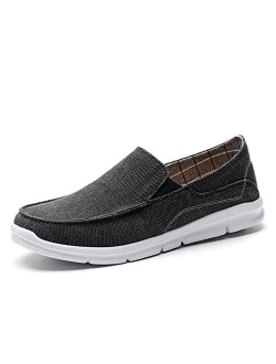 Men's Casual Slip-on Loafers Vintage Flat Boat Shoes Canvas Walking Sneakers