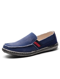 Men's Casual Slip-on Loafers Vintage Flat Boat Shoes Canvas Walking Sneakers