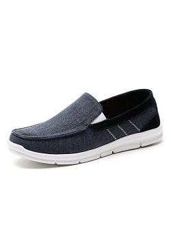 Men's Casual Slip-on Loafers Vintage Flat Boat Shoes Canvas Walking Sneakers