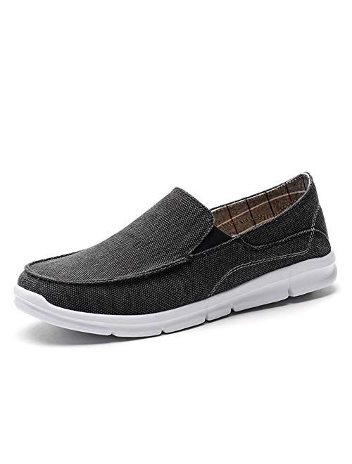 TIOSEBON Men's Casual Slip-on Loafers Vintage Flat Boat Shoes Canvas Walking Sneakers