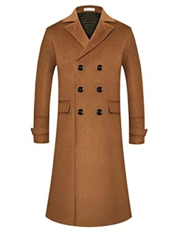 APTRO Men's Luxury Full Length Trench Coat Long Wool Overcoat Winter Windbreaker