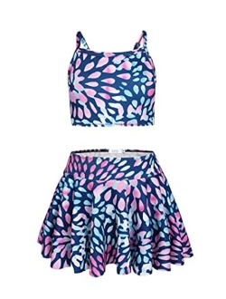 Girls' 3Pcs Swimsuits Bikini Bathing Suit Beach Surf Floral Tankini Swimwear