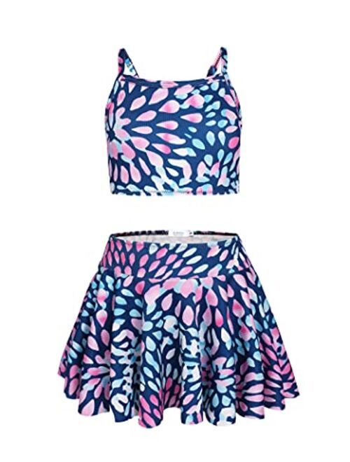 Arshiner Girls' 3Pcs Swimsuits Bikini Bathing Suit Beach Surf Floral Tankini Swimwear