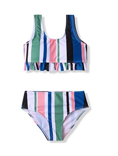 Arshiner Girls Bikini Beach Swimwear 2 Piece Swimsuits Floral Printing Bathing Suits for 4-12 Years