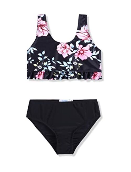 Arshiner Girls Bikini Beach Swimwear 2 Piece Swimsuits Floral Printing Bathing Suits for 4-12 Years