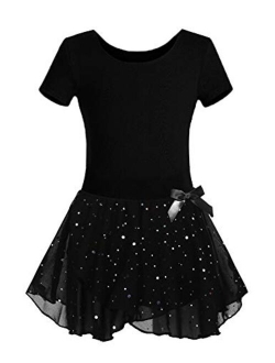 Girls 2PCS Team Basic Ballet Dress Leotard with Removable Sequined Tutu Skirt 3-11 Year