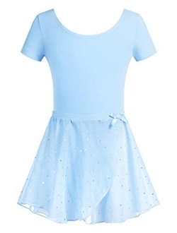 Girls 2PCS Team Basic Ballet Dress Leotard with Removable Sequined Tutu Skirt 3-11 Year