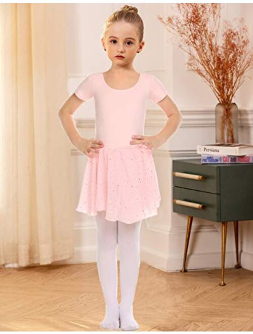 Arshiner Girls 2PCS Team Basic Ballet Dress Leotard with Removable Sequined Tutu Skirt 3-11 Year