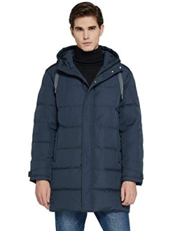 Men's Long Hooded Winter Down Jacket Warm Puffer Jacket