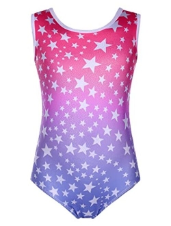 Kid Girls Sparkling Stars Gymnastics Leotard Shiny Ballet Dance One Piece Outfit