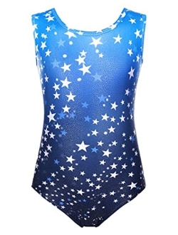 Kid Girls Sparkling Stars Gymnastics Leotard Shiny Ballet Dance One Piece Outfit