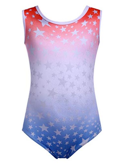 Arshiner Kid Girls Sparkling Stars Gymnastics Leotard Shiny Ballet Dance One Piece Outfit