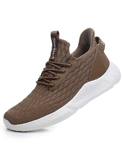 Men's Running Shoes Sock Sneakers - Air Knit Mesh Breathable Sport Shoes Lace-up Comfortable Shock Cushioning Sneakers