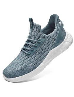 Men's Running Shoes Sock Sneakers - Air Knit Mesh Breathable Sport Shoes Lace-up Comfortable Shock Cushioning Sneakers