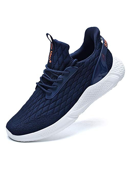 Slow Man Men's Running Shoes Sock Sneakers - Air Knit Mesh Breathable Sport Shoes Lace-up Comfortable Shock Cushioning Sneakers