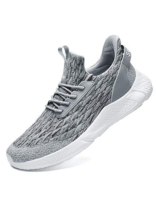 Slow Man Men's Running Shoes Sock Sneakers - Air Knit Mesh Breathable Sport Shoes Lace-up Comfortable Shock Cushioning Sneakers