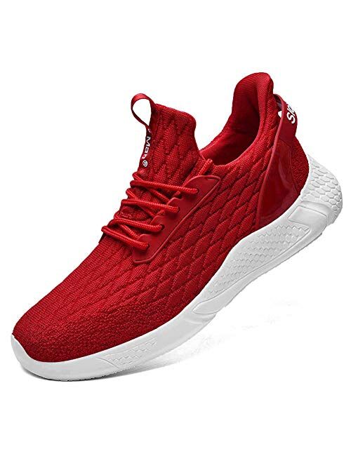 Slow Man Men's Running Shoes Sock Sneakers - Air Knit Mesh Breathable Sport Shoes Lace-up Comfortable Shock Cushioning Sneakers