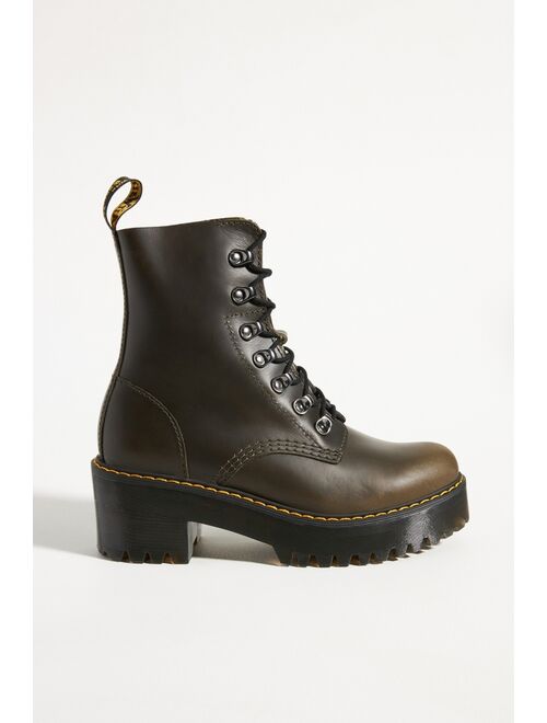 Dr. Martens Women's Leona 7 Hook With Yellow Stitching Platform Boots