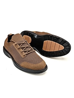 Mens Dress Shoes Oxford Shoes - Breathable Knit Mesh Slip Resistance Casual Shoes for Man Slip On Business Walking Shoes