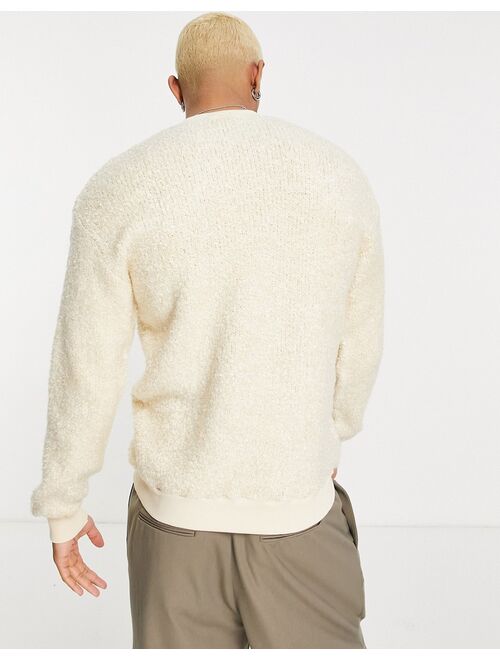 Pull&Bear borg crew neck sweater in cream