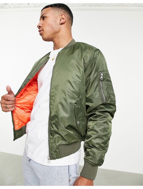 Pull&Bear bomber jacket in khaki