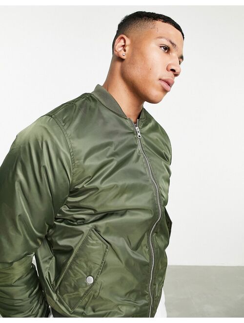 Pull&Bear bomber jacket in khaki