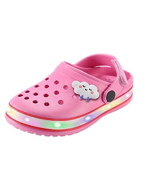 XPKWS Kids' Clogs LED Garden Shoes Boys Girls Mules Light up Sandals Slip on Lightweight Non-Slip