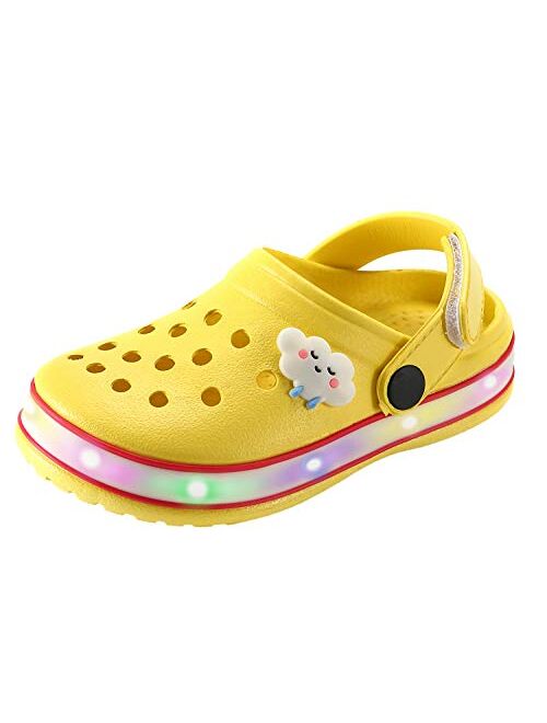 XPKWS Kids' Clogs LED Garden Shoes Boys Girls Mules Light up Sandals Slip on Lightweight Non-Slip