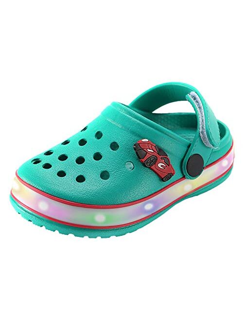 XPKWS Kids' Clogs LED Garden Shoes Boys Girls Mules Light up Sandals Slip on Lightweight Non-Slip