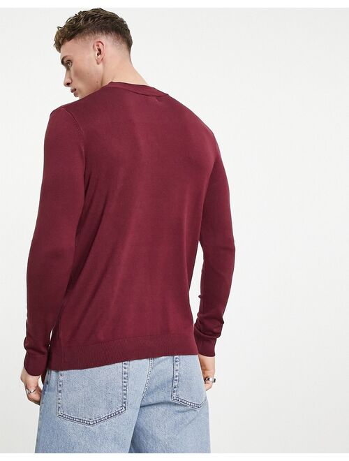 Pull&Bear turtleneck sweater in burgundy