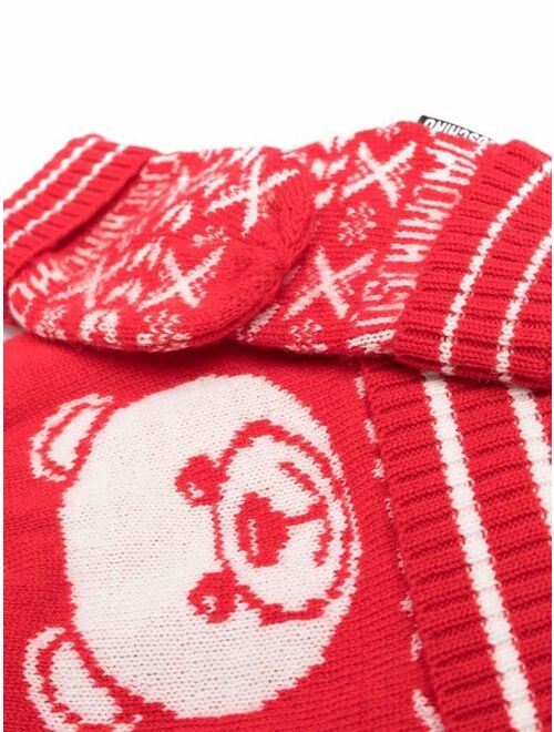 Moschino knitted teddy hat and glove set