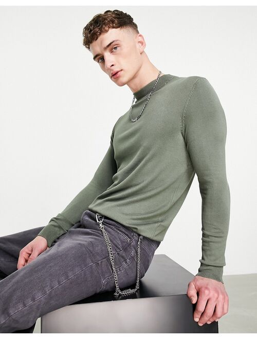 Pull&Bear turtleneck sweater in khaki