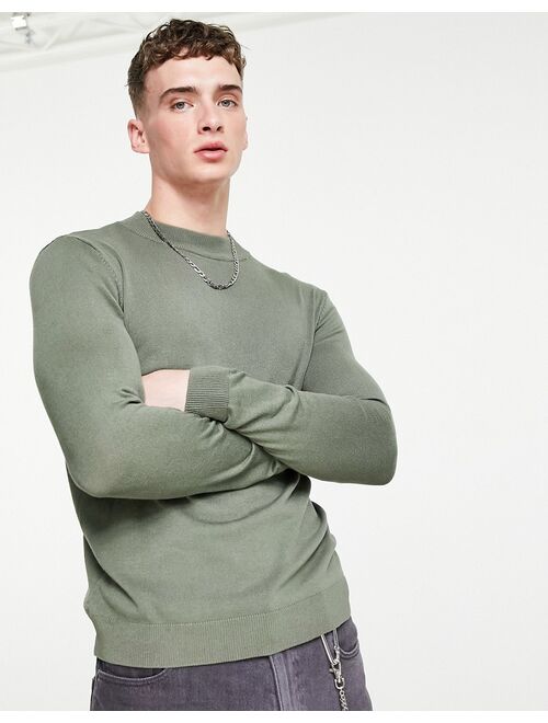 Pull&Bear turtleneck sweater in khaki