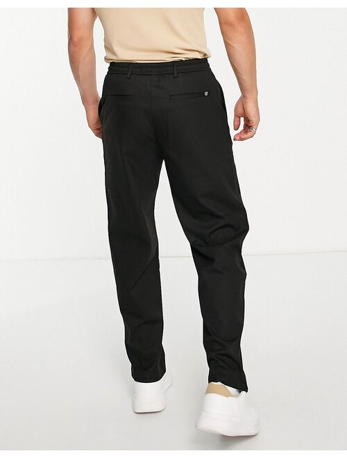 Pull&Bear wide leg pants with elastic waist in black