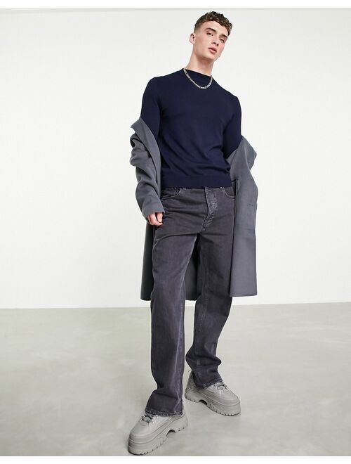 Pull&Bear turtleneck sweater in navy