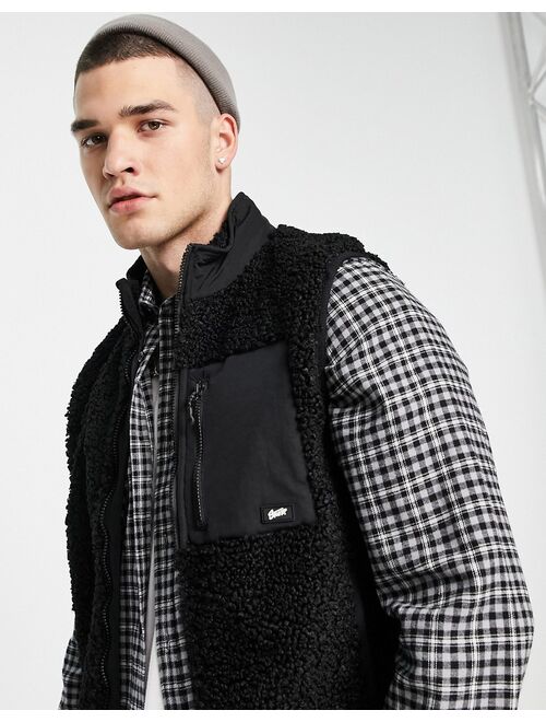 Pull&Bear fleece vest in black