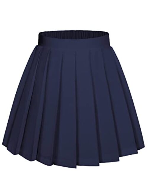 Arshiner Girls Pleated Skirt High Waisted Plaid A-line Skirts with Lining Shorts School Uniform