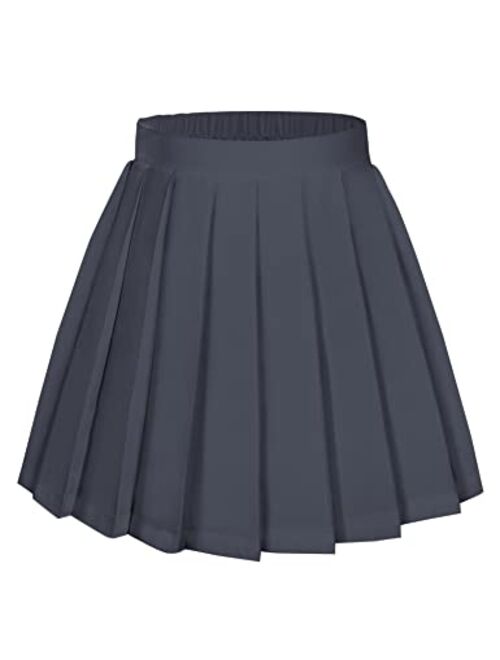 Arshiner Girls Pleated Skirt High Waisted Plaid A-line Skirts with Lining Shorts School Uniform