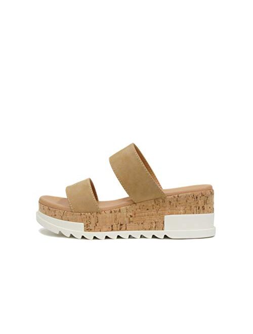 Soda Poppin ~ Slip On Flatform with Inmitation Cork Bottom and Double Straps