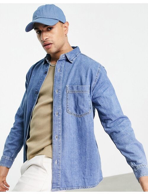 Pull&Bear denim overshirt in blue